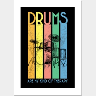 Drums Are My Kind of Therapy in Bold Colors Posters and Art